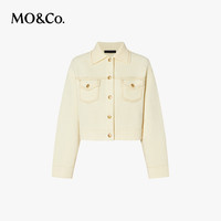 MOCO春秋复古MC金扣对称袋盖翻领短款毛织外套 摩安珂 月芽黄色 S/160