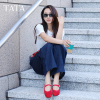 他她（TATA）女鞋浅口鞋时尚休闲鞋玛丽珍鞋子羊皮芭蕾鞋子