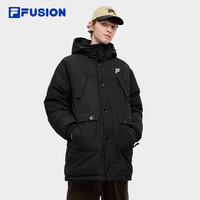 FILA FUSION斐乐潮牌中长款羽绒服男休闲宽松连帽外套