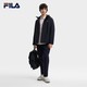 PLUS会员、国家补贴：FILA 斐乐 官方男装二合一夹克2025冬季新款时尚休闲加绒连帽外套 传奇蓝