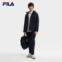 FILA 斐乐 官方男装二合一夹克2025冬季新款时尚休闲加绒连帽外套 传奇蓝