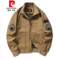 皮尔卡丹(pierre cardin)ma1飞行员夹克男春秋硬汉m1942狂怒坦克服男美式复古工装外套 卡其色 4XL
