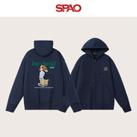 SPAO休闲连帽开衫长袖卫衣男2025秋冬季加厚保暖舒适上衣SPWY25SS08XY 藏青 美式小狗组合 S