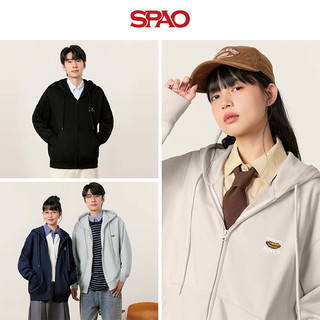 SPAO休闲连帽开衫长袖卫衣男2025秋冬季加厚保暖舒适上衣SPWY25SS08XY 黑 L