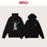 SPAO休闲连帽开衫长袖卫衣男2025秋冬季加厚保暖舒适上衣SPWY25SS08XY 黑色 美式小狗组合 2XL