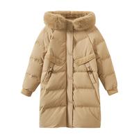 茵曼 90鸭绒保暖中长羽绒服女冬季时尚百搭外套