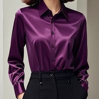 矜持范2025秋季高级感职业缎面紫色衬衫女长袖正装时尚通勤气质衬衣 紫色 2XL 130-145斤