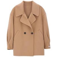 Mind Bridge百家好冬季大翻领中长款羊毛大衣女士韩系双面呢外套