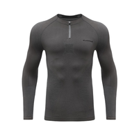 松野湃 凌峰系列美利奴羊毛速干衣排汗保暖男款户外徒步可机洗 2XL 深灰-上衣（拉链款）