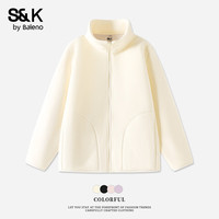 班尼路（Baleno）S&K系列外套女开衫上衣女装2025年秋冬加绒百搭时尚保暖长袖 米白#纯色 M