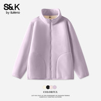 班尼路（Baleno）S&K系列外套女开衫上衣女装2025年秋冬加绒百搭时尚保暖长袖 浅紫#纯色 M