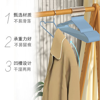 【20只装】家用无痕简约衣架金属成人防滑带凹槽浸塑衣架