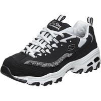 SKECHERS 斯凯奇 女鞋秋冬熊猫鞋复古厚底缓震老爹鞋黑色时尚休闲运动鞋子百搭