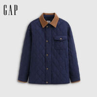GAP男装2025秋季工装风菱格绗缝宽松翻领夹克棉服外套791906 海军蓝 M (170/92A)亚洲尺码