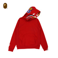 BAPE 女装 虎鲨字母贴布印花连帽卫衣 0ZXSWW214005H