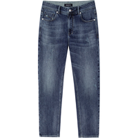 gxgjeans 男装牛仔裤秋季磨破做旧设计复古休闲水洗直筒长裤子 牛仔蓝-常规款 XL (180)