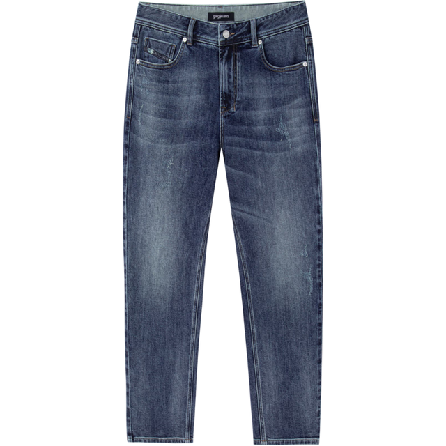 今日必买：gxgjeans 美式磨破做旧设计复古水洗直筒牛仔裤 牛仔蓝-常规款