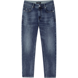 gxgjeans 男装牛仔裤秋季磨破做旧设计复古休闲水洗直筒长裤子 牛仔蓝-常规款 XL (180)