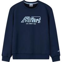 鸿星尔克（ERKE）童装男女童上衣儿童大小童保暖加厚卫衣蓝黑色130