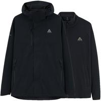 ANTA安踏王一博同款水壳冲锋衣三合一冲锋衣男女户外登山服 【可拆卸内胆/帽领】基础黑-2 L