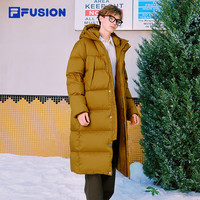 FILA FUSION斐乐潮牌款长款羽绒服2025冬季保暖连帽外套（送plus会员年卡）
