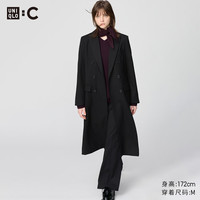 优衣库合作款/女装双排扣长大衣/25秋冬新款479665 09 黑色 L