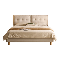 林氏家居奶油风布艺床猫抓布主卧双人床1.8米x2米次卧床软包床可拆洗BC568 猫抓布|高脚床 1.5x2米