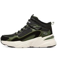 Skechers斯凯奇男大童棉鞋加绒保暖运动鞋儿童秋冬休闲鞋跑鞋405222L 黑色/绿色BKGR 32