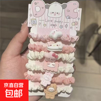 可爱猫咪电话线发圈女套装不伤发头绳甜美少女日系卡通头饰发饰 1 小肠圈6件套(不带卡纸)