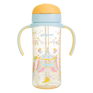 贝亲 自然成长翻盖直饮吸管奶瓶330ml 马戏团 18月+ AA279