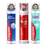 高露洁（Colgate）欧洲耀白去渍+密泡美白+防蛀直立按压泵式牙膏330ml去黄美白 【美白防蛀】直立式 330ml*1套
