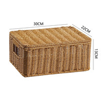 ken's Kens大号收纳筐塑料藤编橱柜衣柜抽屉式整理篮带盖玩具收纳箱北欧