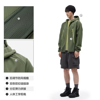 蕉内热皮501++男士防风加绒连帽修身软壳机能外套保暖上衣秋冬 黑色 L