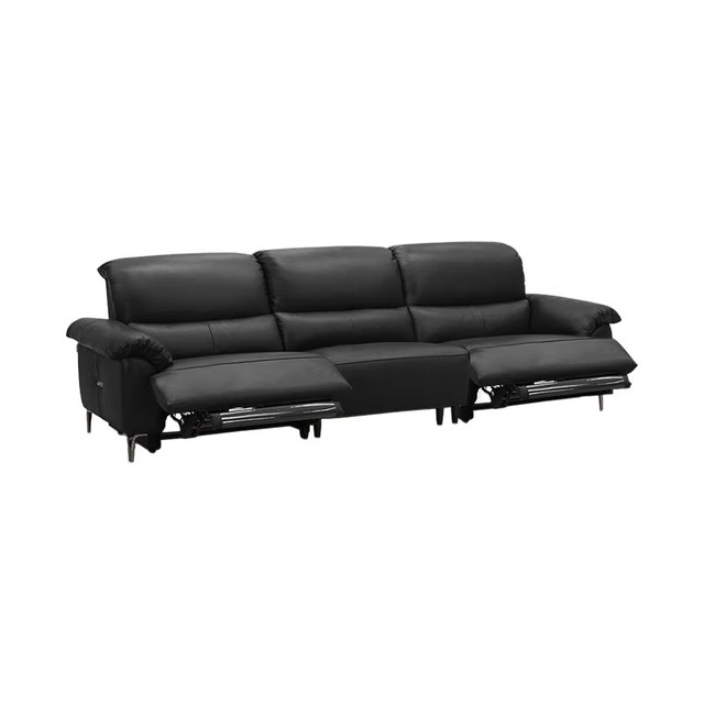 LAZBOY 欢乐谷692 真皮双电动功能沙发 极夜黑 2.77m 三人位