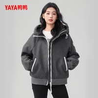 鸭鸭露营羽绒服女2025秋冬反季短款韩版工装街头休闲加厚鸭绒外套