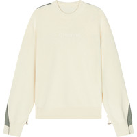 速写男装春秋针织衫宽松圆领长袖潮流休闲街头拼接简约上衣 110米白 XS