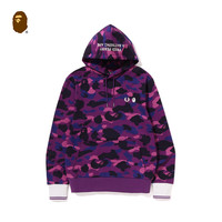 移动端：BAPE X FRED PERRY联名男装春夏字母刺绣满印迷彩连帽卫衣114902K