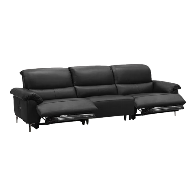 乐至宝 欢乐谷692 真皮双电动功能沙发 极夜黑 2.77m 三人位