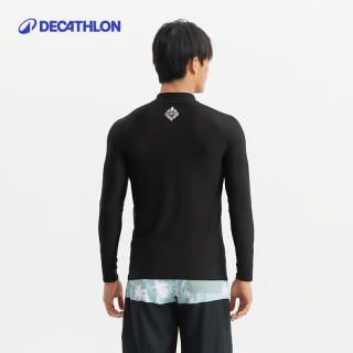 迪卡侬（DECATHLON）潜水服男泳衣温泉冲浪服湿衣水母衣长袖速干防晒 【上衣-拉链款】黑色字母 L