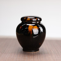 观复博物馆 GUANFU 观复 玳瑁纹醒茶罐 陶瓷茶叶储存罐 浮岚