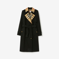 BURBERRY|女装 长款格纹裁片嘎巴甸Trench风衣 多色 黑色 80763621
