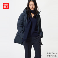 优衣库女装无缝羽绒大衣/外套夹克25秋冬481137 69 藏青色 XL /165/92A