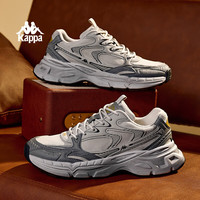 KAPPA卡帕男鞋运动鞋男2025秋季减震软底跑步鞋厚底增高透气老爹鞋 岩脊灰/卡其/舰长蓝 42
