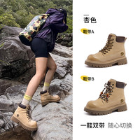 骆驼山越马丁靴女鞋2025秋季户外英伦工装登山增高大黄靴子女 34
