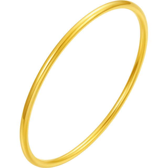 周六福 黄金手镯女圆圆满满足金手镯实心计价A1012545 约21.79g 56mm