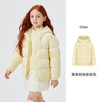 雪中飞儿童羽绒服男女童装新款秋冬季加厚保暖外套百搭面包服 黑色 150