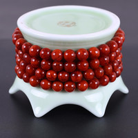 彩荷南红玛瑙手链男女款满色满肉柿子红三圈108颗佛珠手串饰品 冰糯火焰纹6mm一条