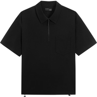 GXG男装 户外工装polo男半拉链翻领短袖上衣 夏 黑色 175/L L -175