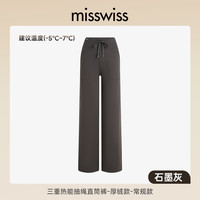 MissWiss直筒裤子女秋冬加绒2025显瘦小个子阔腿休闲运动长裤 L