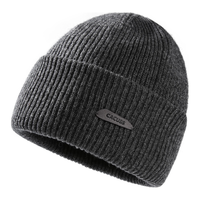 CACUSS纯羊毛帽子男冬季加厚毛线帽休闲保暖针织帽包头帽子 雅灰